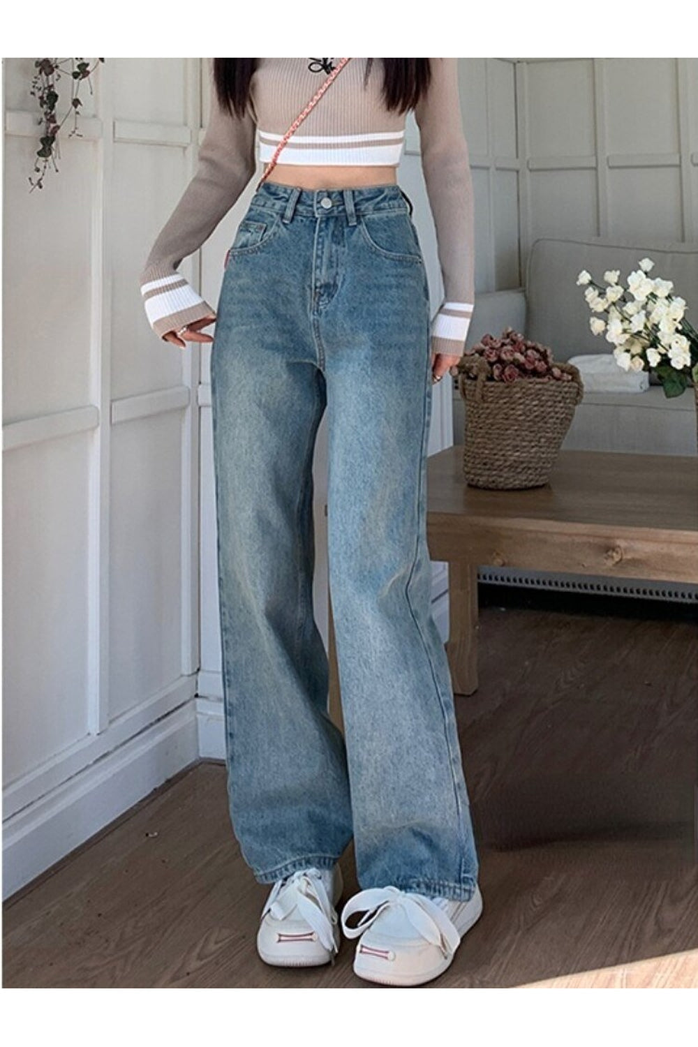 Fall High Waist Blue Vintage Jeans