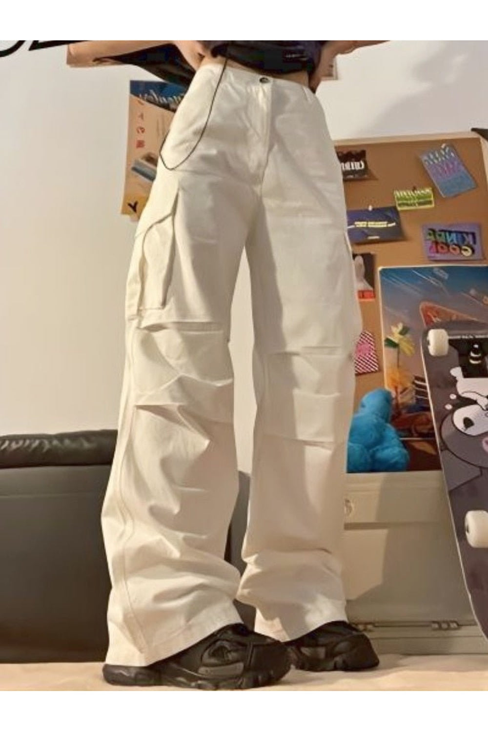 Pantalon cargo taille haute