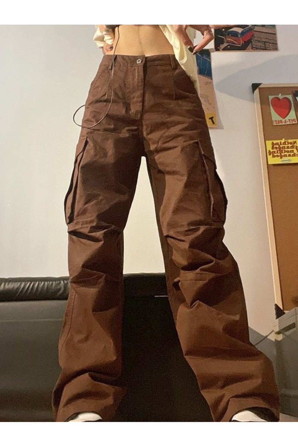 Pantalon cargo taille haute