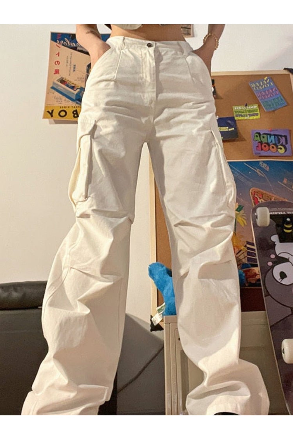 Pantalon cargo taille haute