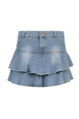 High Waist Denim Skirt Shorts