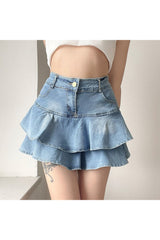 High Waist Denim Skirt Shorts