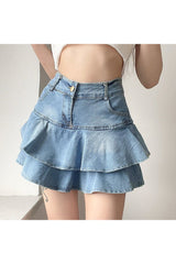 High Waist Denim Skirt Shorts