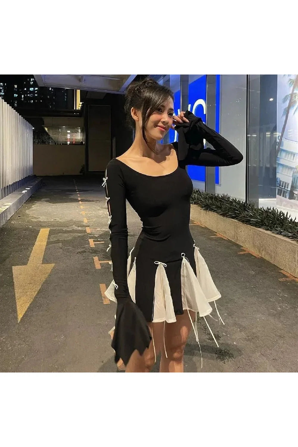 High Waist Lace-Up Bodycon