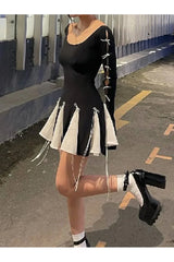 High Waist Lace-Up Bodycon