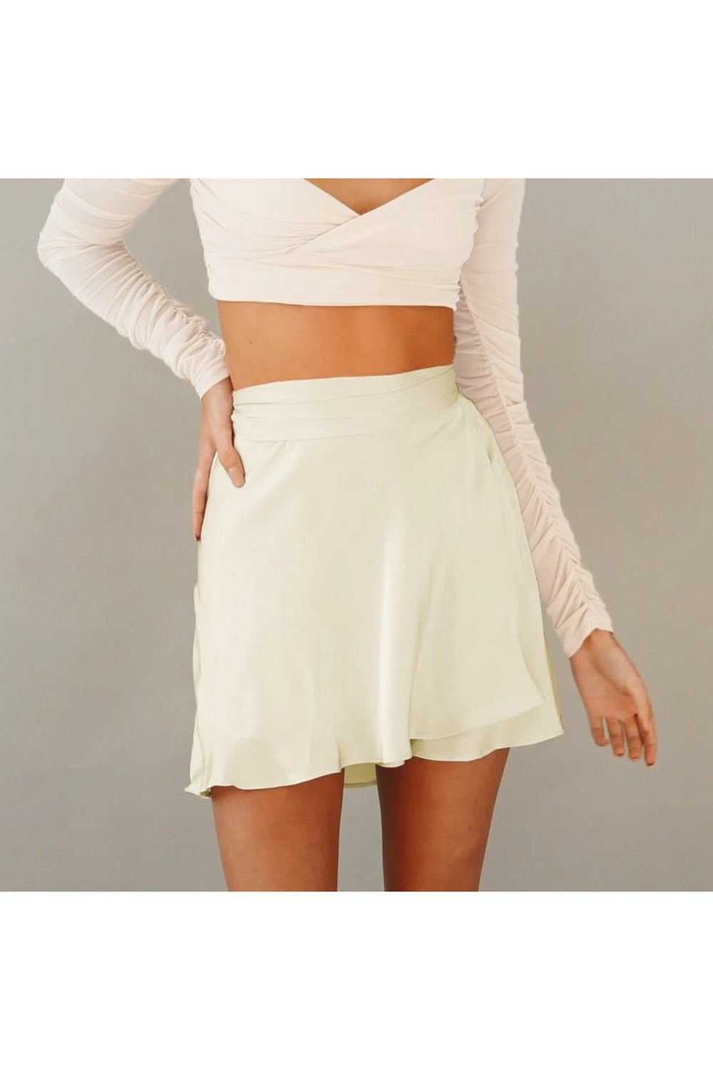 High Waist Lace-Up Mini Skirt