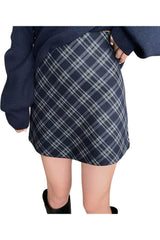 High Waist Plaid Skirt