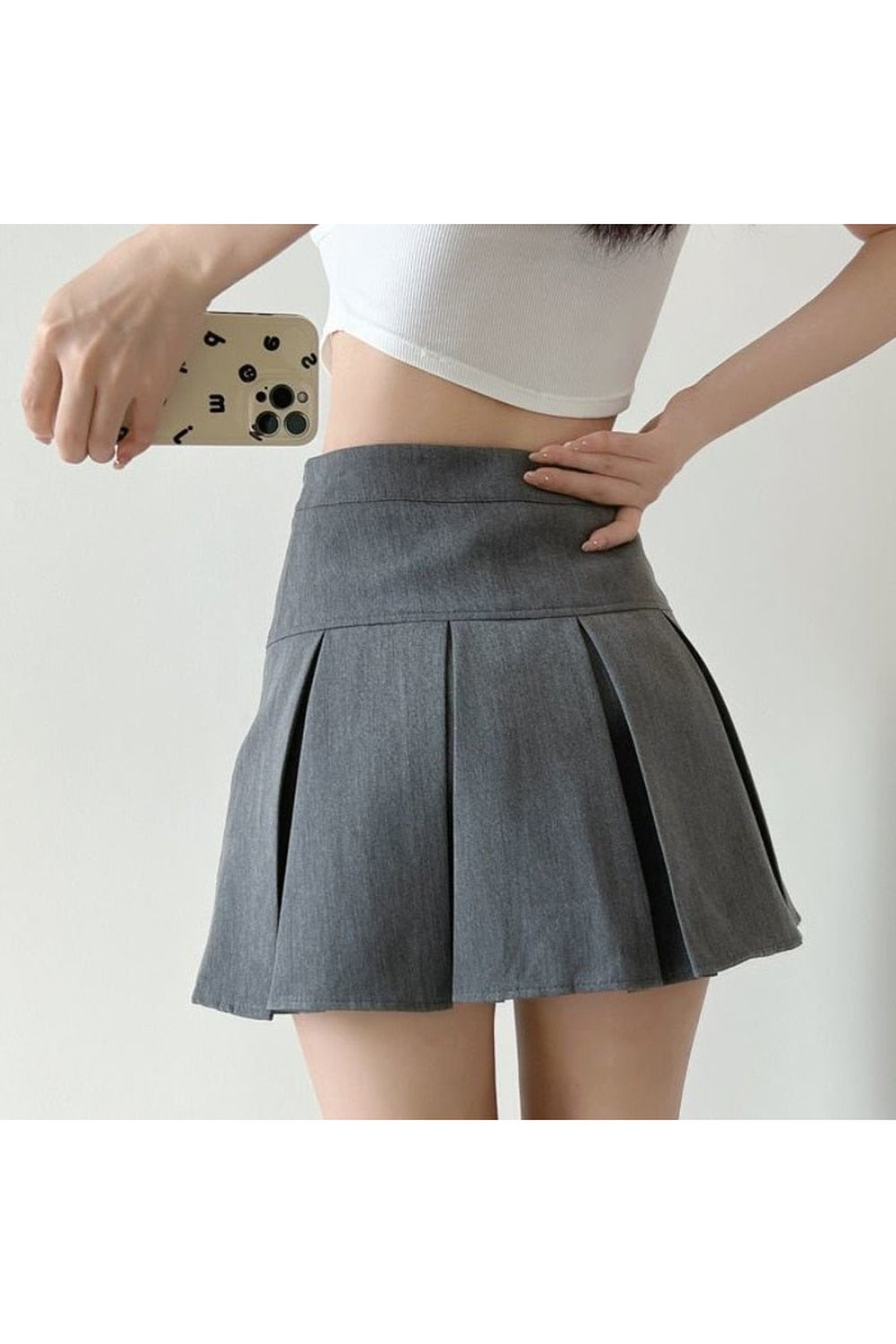 High Waist Pleated Mini Skirt