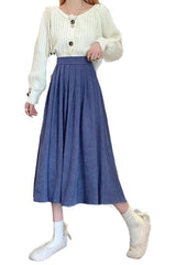 High Waist Pleated Skirt Elegant College Style
