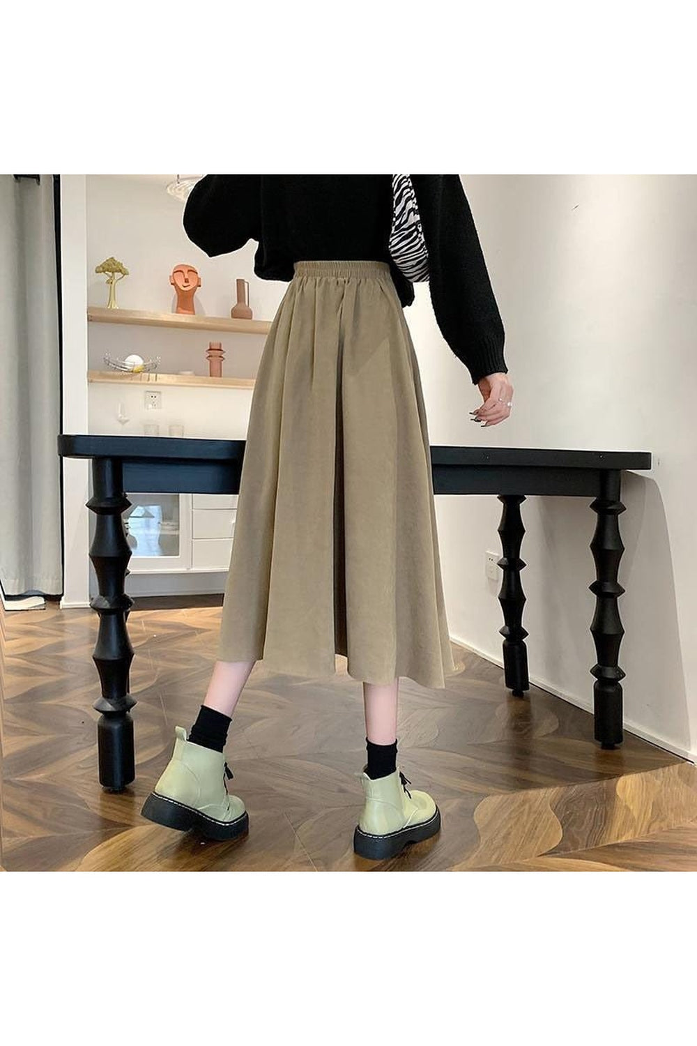 High Waist Pleated Skirt Elegant College Style