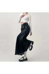 Midirock aus Cargo-Jeansstoff mit hoher Taille
