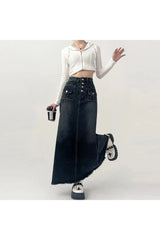 Midirock aus Cargo-Jeansstoff mit hoher Taille