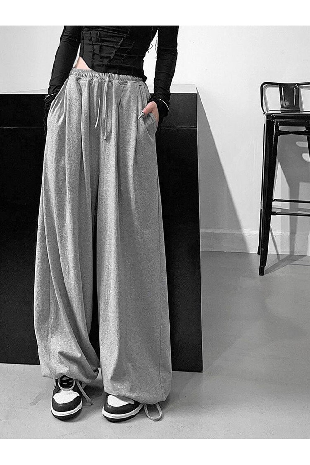 Pantalon oversize taille haute style hip-hop