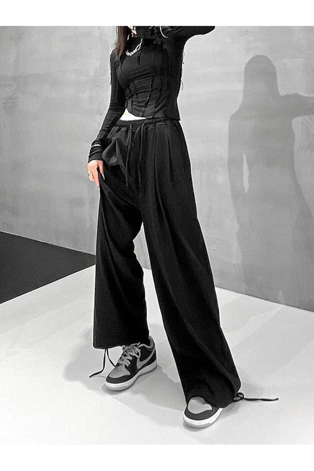 Pantalon oversize taille haute style hip-hop