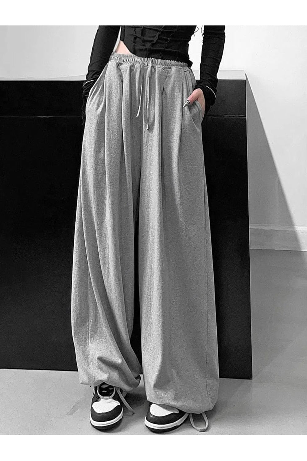 Pantalon oversize taille haute style hip-hop