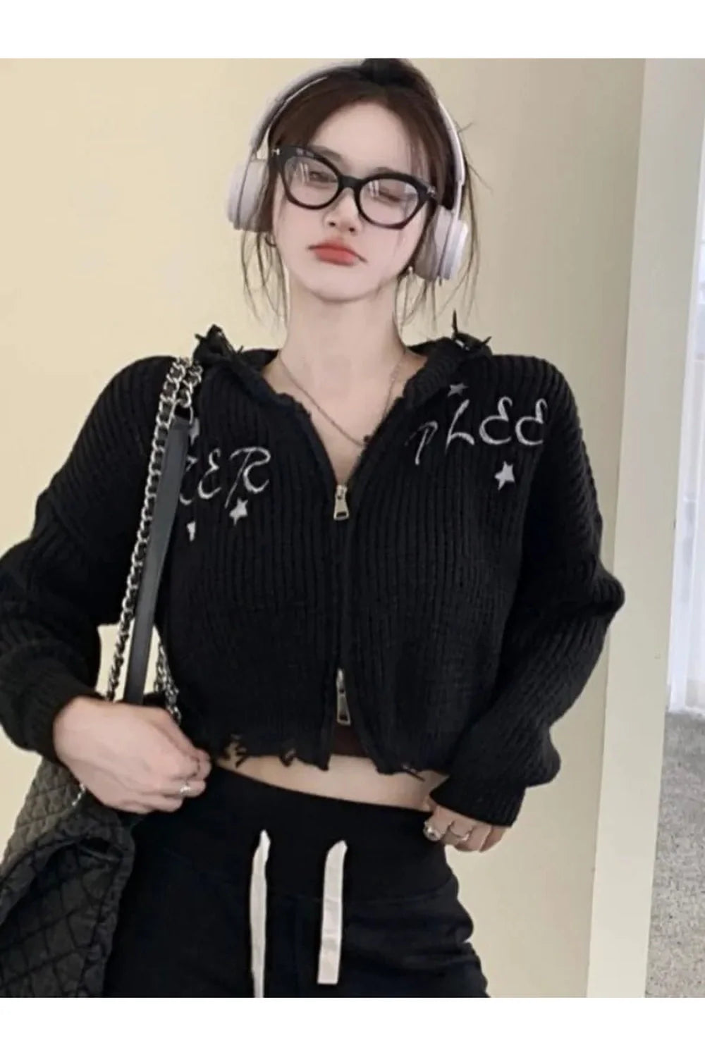 Fall Hollow Out Cropped Cardigan