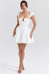 Evelyn Cap Sleeve Pleated Mini Dress-Sunfere
