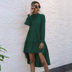 Irregular Long-Sleeved Swallowtail Dress