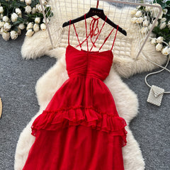 Erica Pleated Ruffle Metallic Chiffon Maxi Dress