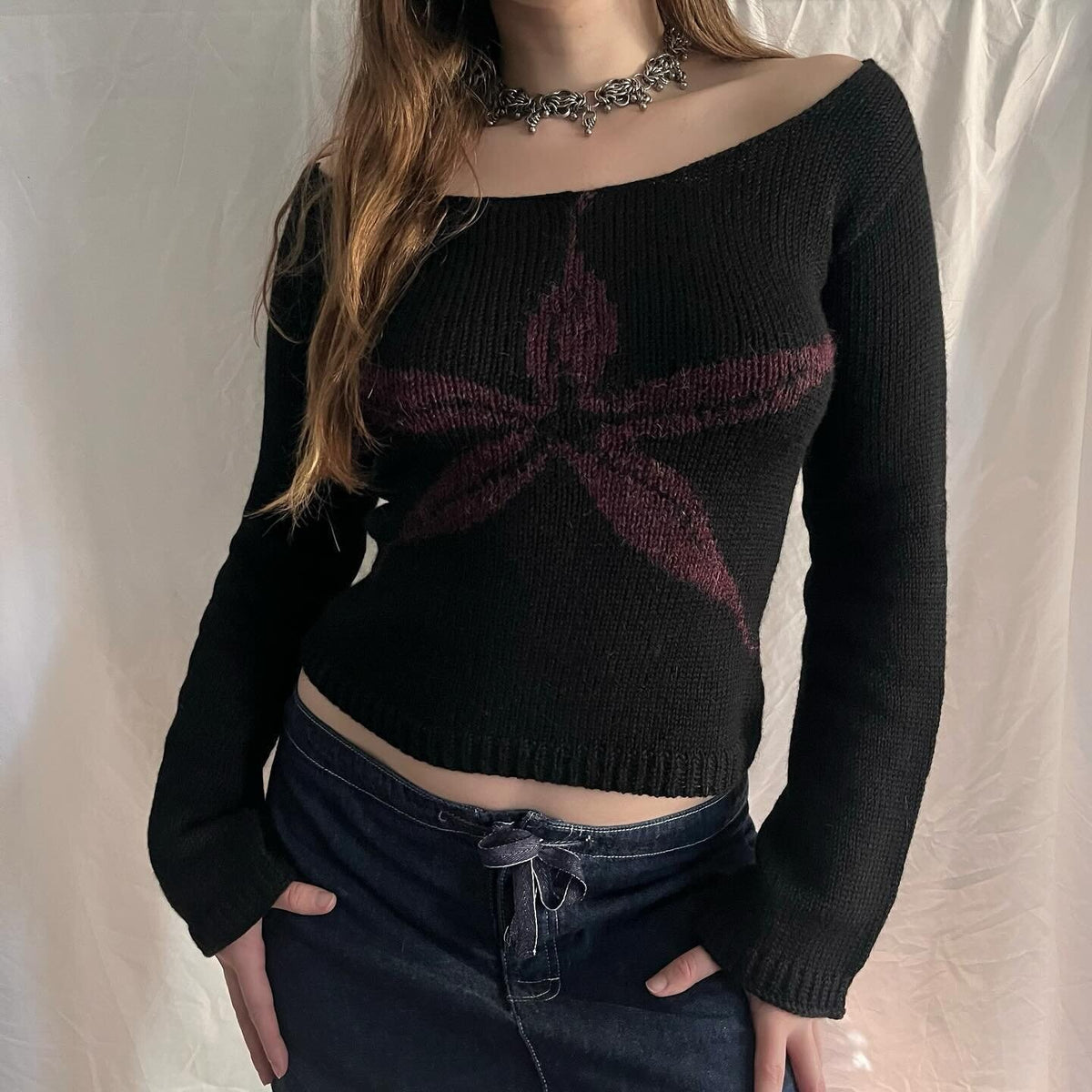 Midnight Bloom Knit Sweater