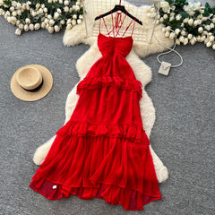 Erica Pleated Ruffle Metallic Chiffon Maxi Dress