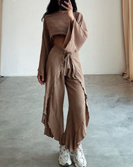 Khaki Pants Two Piece Set