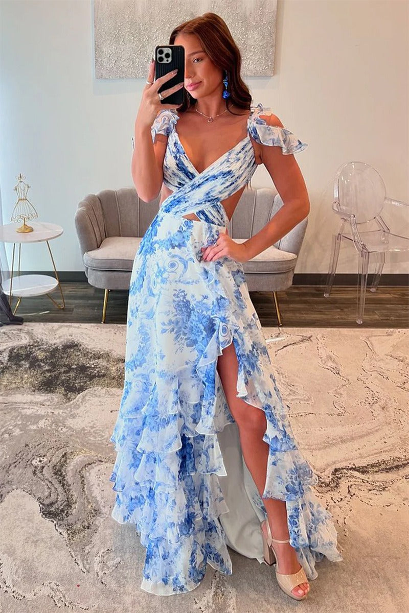 Floral Tiered Prom Dresses