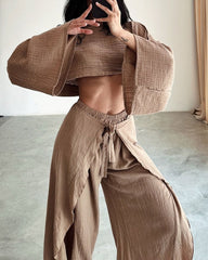 Khaki Pants Two Piece Set