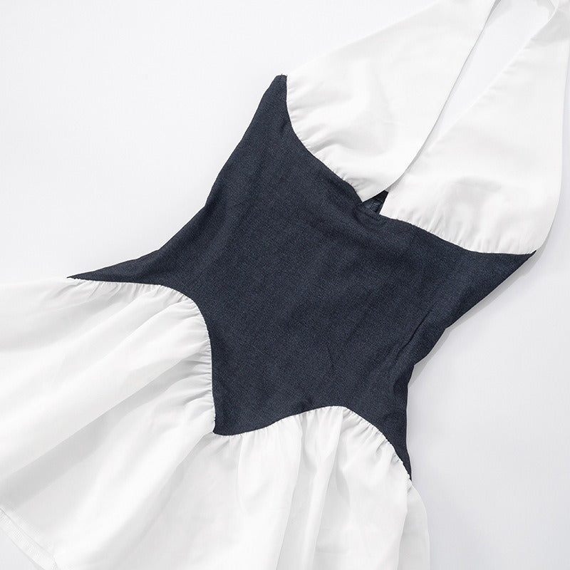Ruffle Deep V Neck Sleeveless Mini Dresses