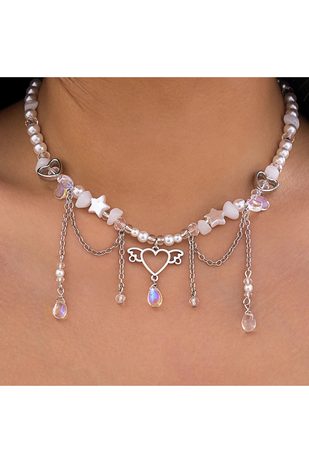 Collier en cristal et perles d'imitation0