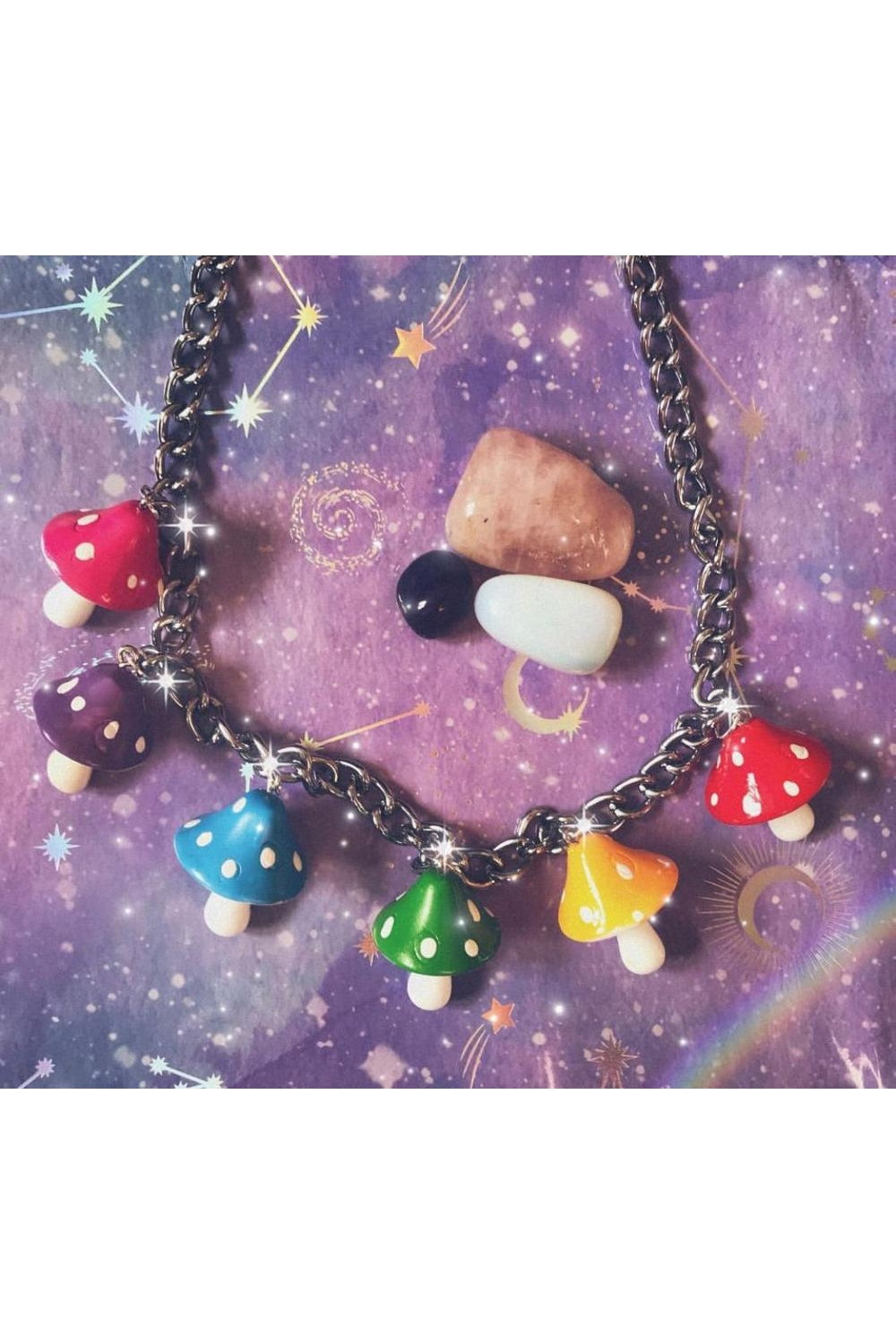 Indie Aesthetic Colorful Mushroom Pendant