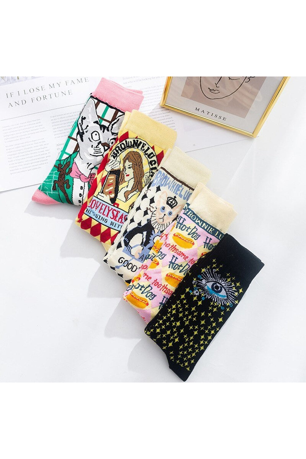 Indie Aesthetic Print Cute Socks