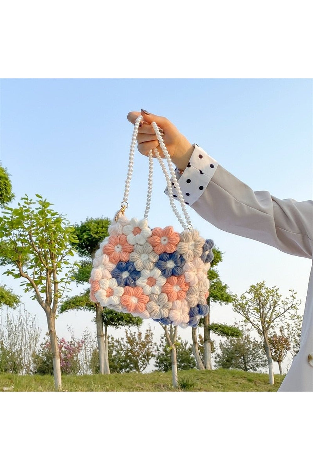 Indie Crochet Bag With Puff Flower