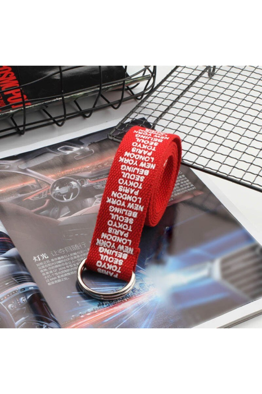 Ceinture en toile à imprimé lettre Indie