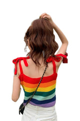 Indie Rainbow Stripe Crop Top