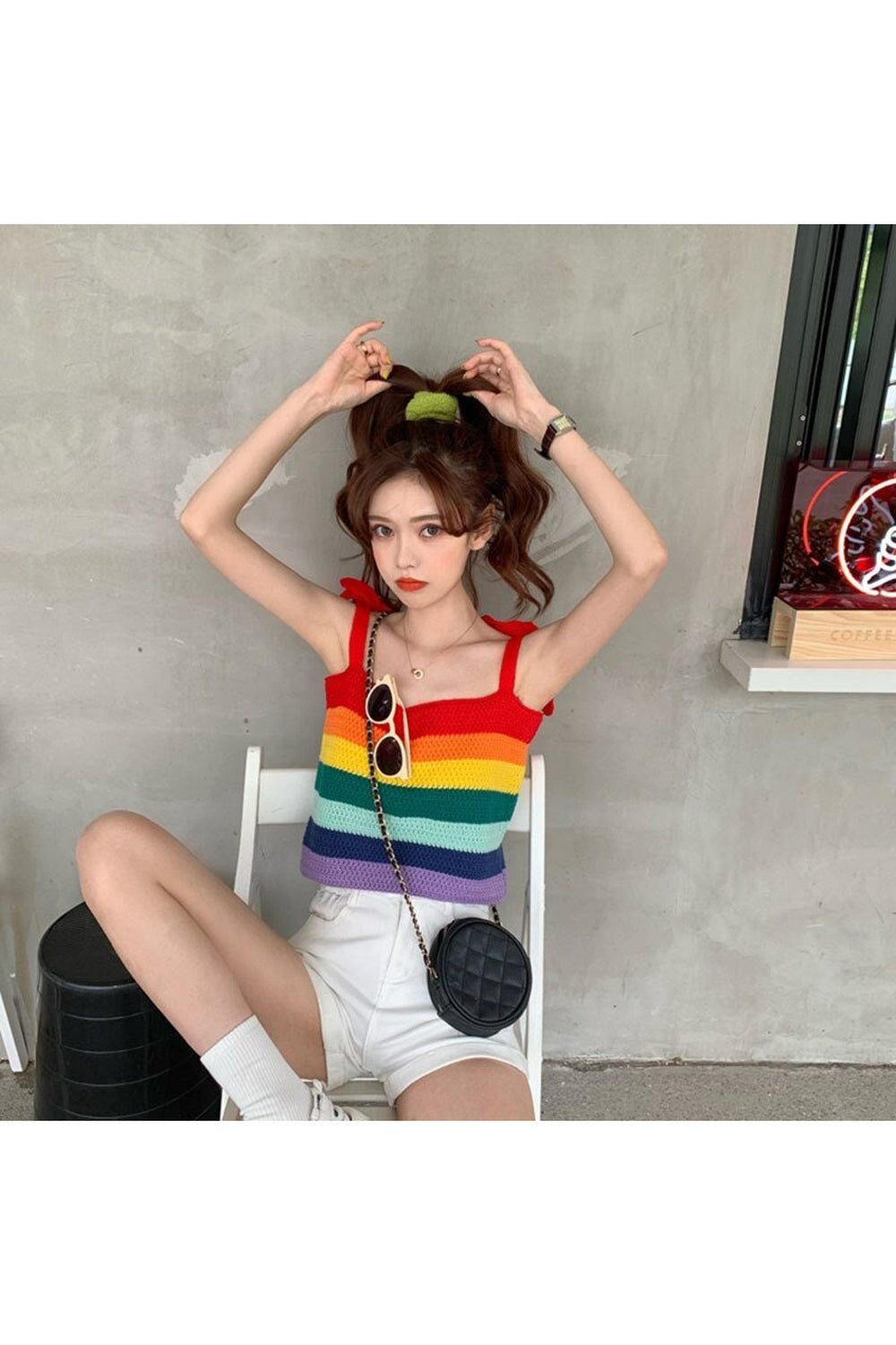 Indie Rainbow Stripe Crop Top