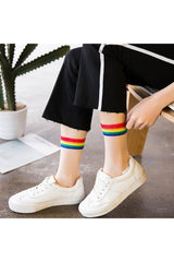 Indie Rainbow Striped transparent socks