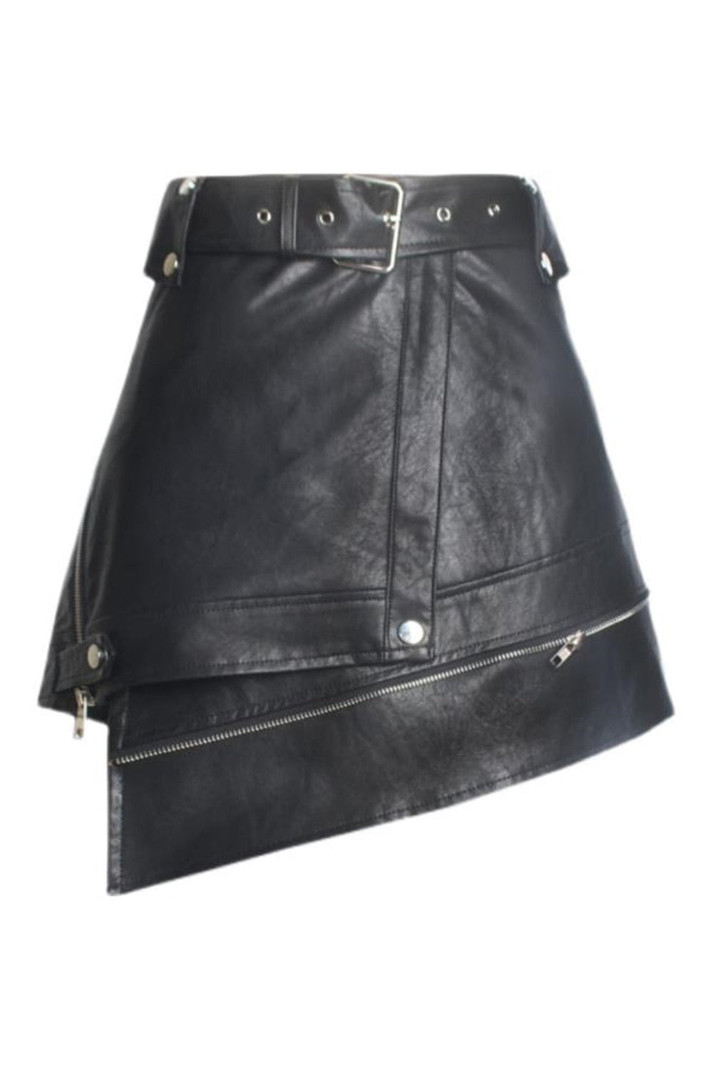 Irregular Leather A-line Skirt