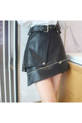 Irregular Leather A-line Skirt