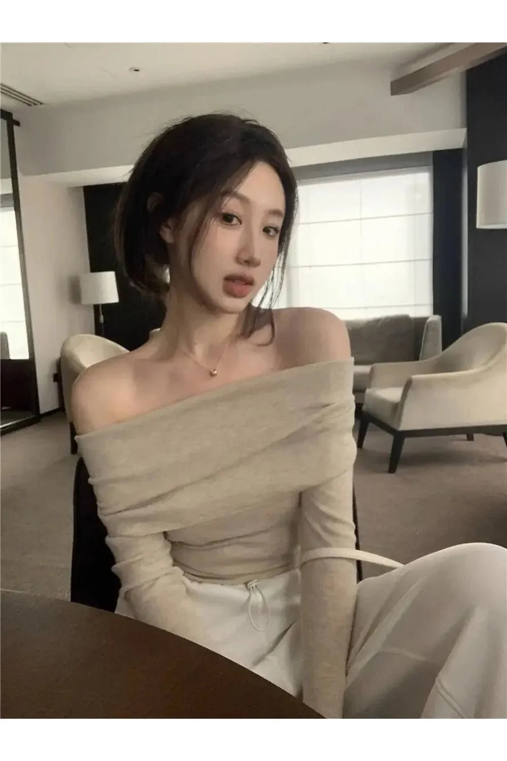 Ivory Off-Shoulder Wrap Top