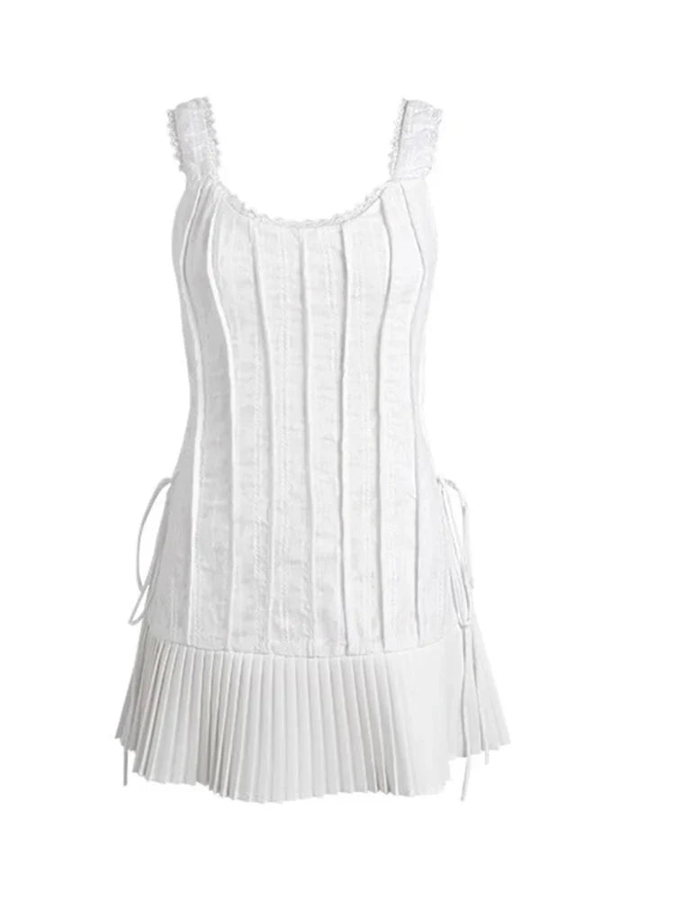 Ivory Pleated Corset Mini Dress