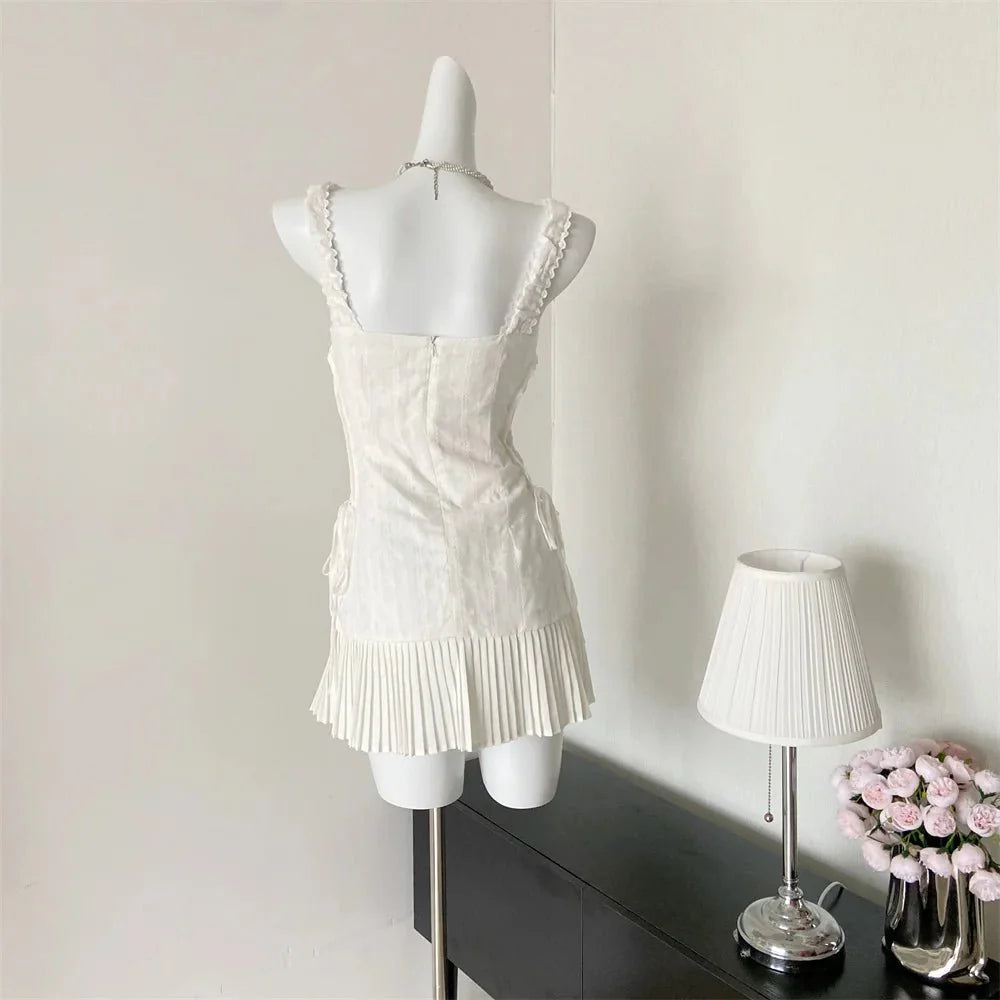 Ivory Pleated Corset Mini Dress