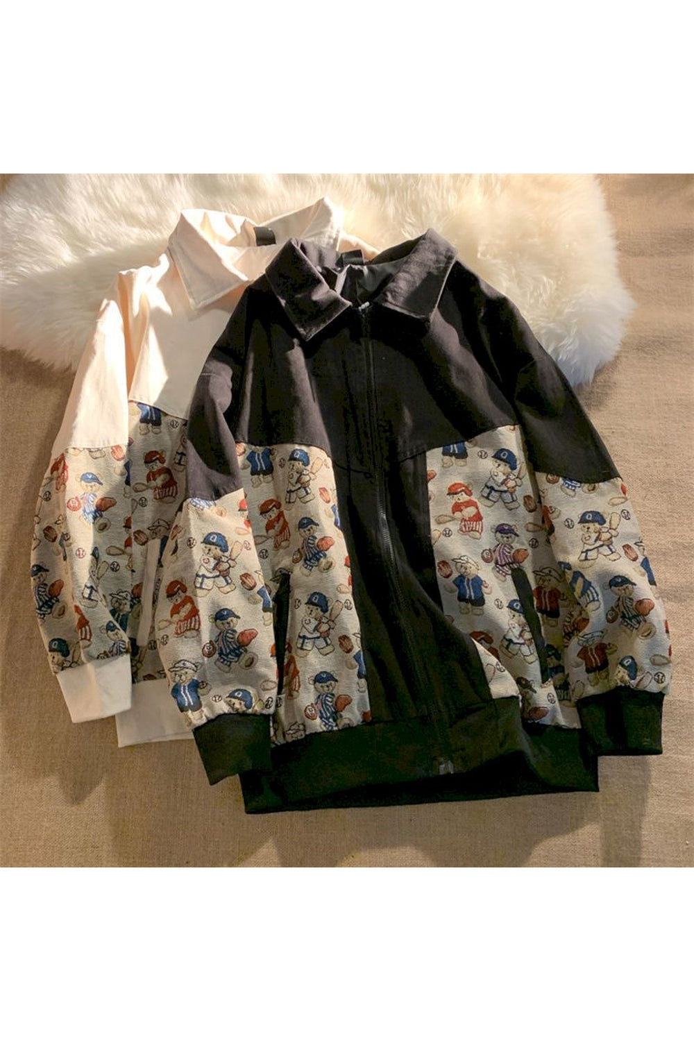 Fall Jacket  Bear Print  Spring Autumn