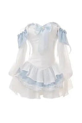 Kawaii Blue Bow Mini Dress Set