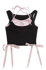 Camisole dos nu contrastée Kawaii