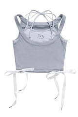 Camisole dos nu contrastée Kawaii