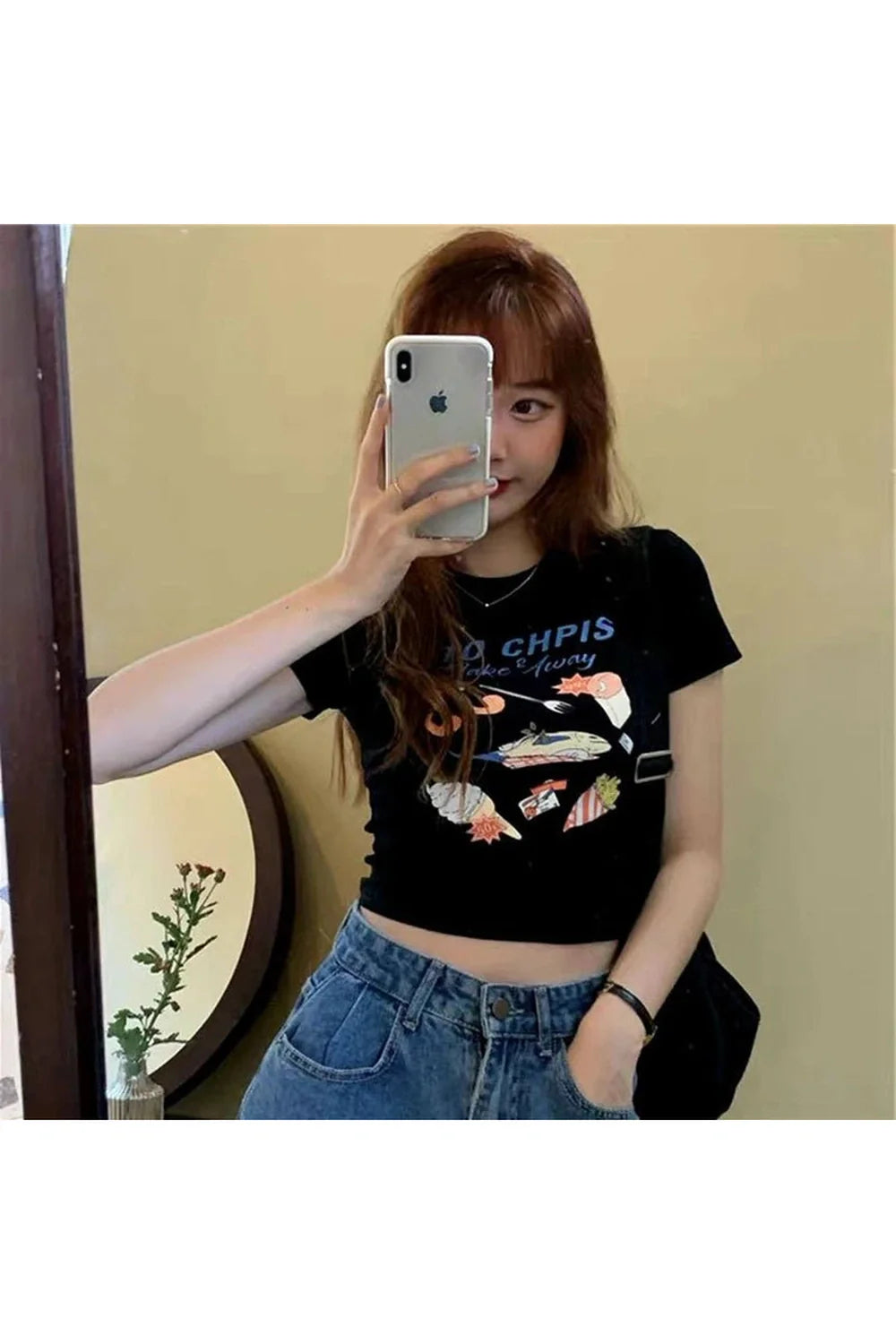 T-shirt court imprimé nourriture kawaii