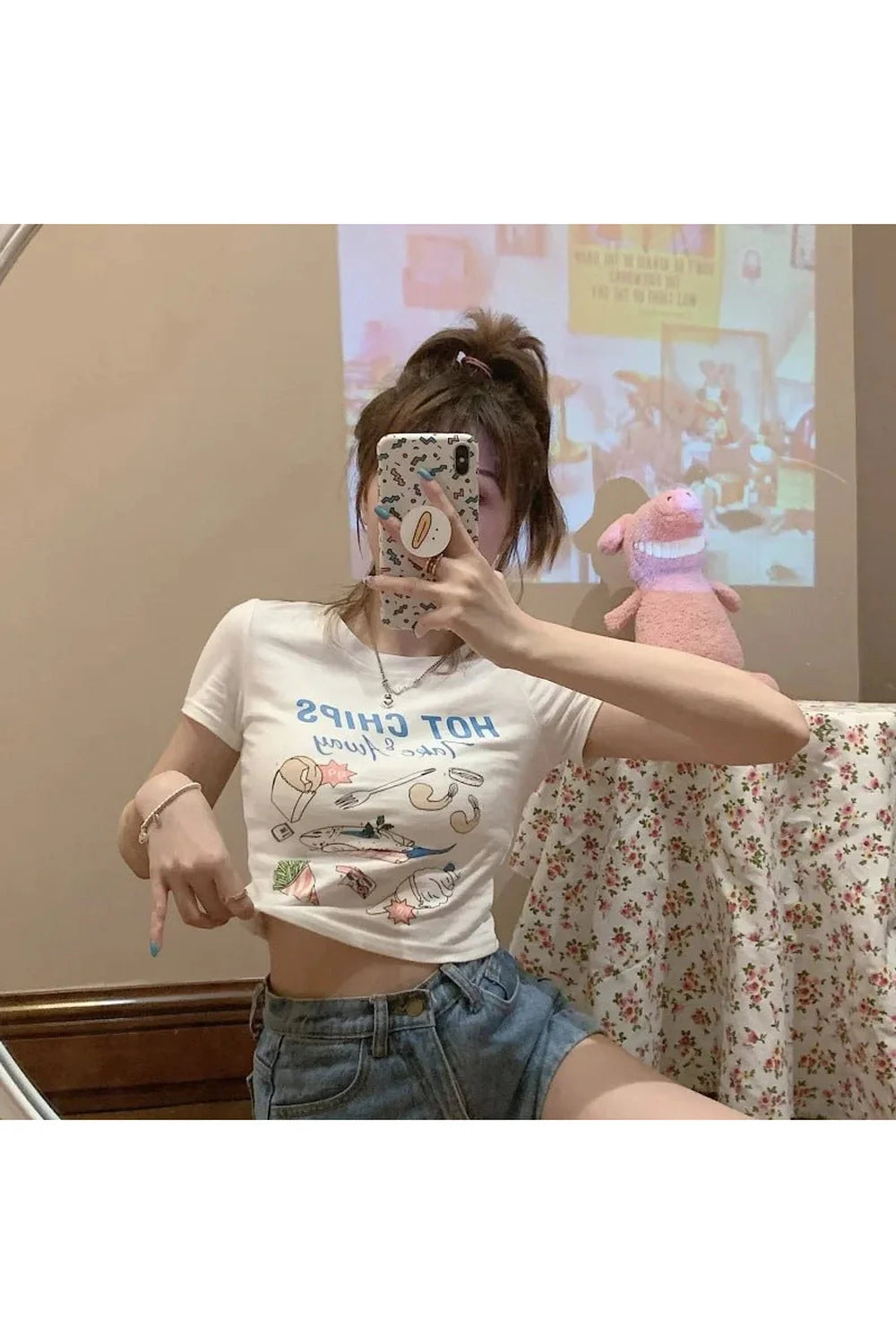 T-shirt court imprimé nourriture kawaii