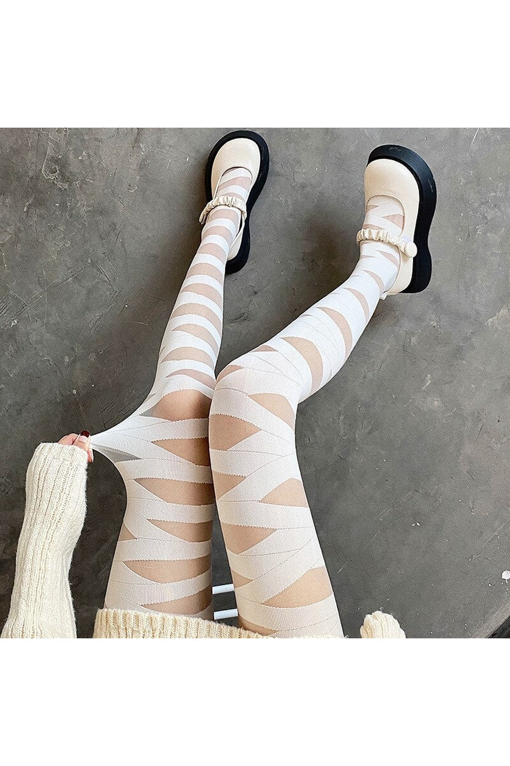 Kawaii Goth Zebra Pattern Tights