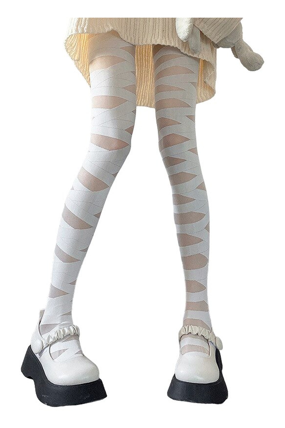 Kawaii Goth Zebra Pattern Tights